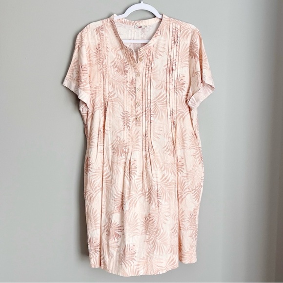 FAHERTY Gemina Dress - Peach Palms Shirt Dress Large linen ecovero - Picture 3 of 8